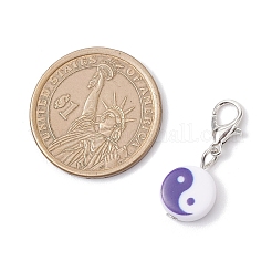 Flat Round with Yin-yang Pattern Opaque Acrylic Pendant Decorations&nbsp;HJEW-JM04188