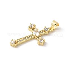 Brass Micro Pave Cubic Zirconia Pendants&nbsp;KK-P294-07G-04