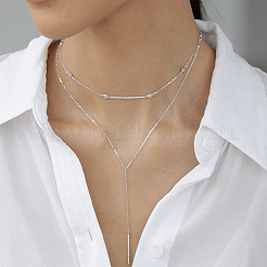 S925 Silver Zircon Y Letter Pendant Double Layer Necklace for Women&nbsp;MB8919-1