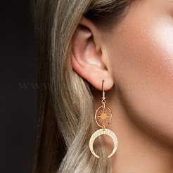 1 Pair Brass Sun & Moon Dangle Earrings&nbsp;EJEW-AN0001-33