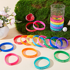 20Pcs 20 Style Motivational Quotes Silicone Cord Bracelets Wristbands&nbsp;BJEW-WH0020-51A