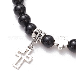 Natural Obsidian Round Bead Stretch Bracelets&nbsp;BJEW-JB11599-01