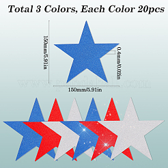 60Pcs 3 Colors Independence Day Theme Paper Glitter Star Wall Decoration&nbsp;AJEW-SP0001-11