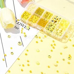 DIY Flat Round & Heart Acrylic & Glass Seed Beads Jewelry Making Findings Kits&nbsp;DIY-FS0006-43B