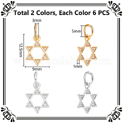 12Pcs 2 Colors Brass Micro Pave Clear Cubic Zirconia Charms&nbsp;KK-UN0004-16