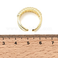 Brass Micro Pave Cubic Zirconia Cuff Open Rings for Women&nbsp;CU-CBAE7DF-48G