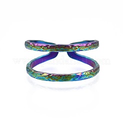 304 Stainless Steel Double Line Wrap Cuff Ring&nbsp;RJEW-N038-101