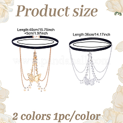 2Pcs 2 Colors Alloy Sexy Elastic Multilayer Tassel Butterfly Leg Chain&nbsp;AJEW-HY0002-21