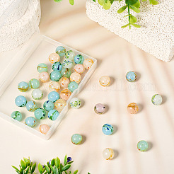 35Pcs 7 Colors Handmade Lampwork Round Beads&nbsp;LAMP-TA0001-58