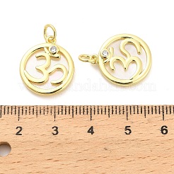 Brass Micro Pave Cubic Zirconia Pendants with Shell&nbsp;KK-H527-26G