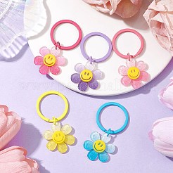 Sunflower with Smiling Face Gradient Sequins Acrylic Keychain&nbsp;KEYC-JKC00660