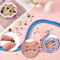 Flat Round Handmade Polymer Clay Beads&nbsp;CLAY-SZ0001-70