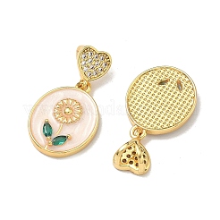 Brass Micro Pave Clear Cubic Zirconia Pendants&nbsp;KK-H265-04G