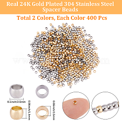 800Pcs 2 Colors 304 Stainless Steel Spacer Beads&nbsp;STAS-BBC0009-75B