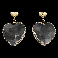 Glass Heart Dangle Stud Earrings&nbsp;EJEW-Q800-17A-KCG