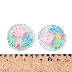 Ocean Theme Flat Round Resin Cabochons&nbsp;CRES-T025-02A