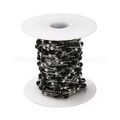 Natural Dyed & Heated Black Agate Round Beaded Chains&nbsp;CHS-B004-08P