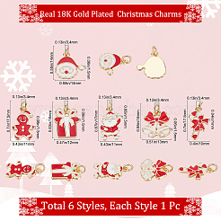 6Pcs 6 Style Real 18K Gold Plated Brass Enamel Pendants&nbsp;KK-BBC0005-28