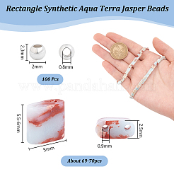 1 Strand Rectangle Synthetic Aqua Terra Jasper Beads Strands&nbsp;G-NB0005-58