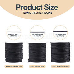 3 Rolls 3 Styles Round Nylon Braided Cord&nbsp;NWIR-TADJ0001-03D