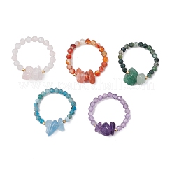 Natural Gemstone Beaded Rings&nbsp;RJEW-TA00191