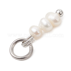 Natural Freshwater Pearl Rondelle Beaded Charms&nbsp;PALLOY-JF04994-01
