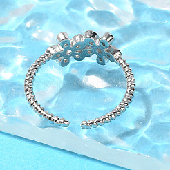 Brass Micro Pave Clear Cubic Zirconia Open Cuff Rings for Women&nbsp;RJEW-R005-06G