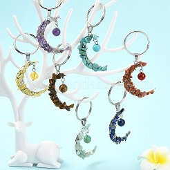 7Pcs Natural & Synthetic Mixed Stone Keychains&nbsp;KEYC-FS00049