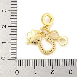 Rack Plating Brass Micro Pave Cubic Zirconia European Dangle Charms&nbsp;KK-P270-02B-G
