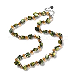 Boho Dyed Natural Shell Chip & Glass Beaded Necklaces for Women&nbsp;NJEW-H047-03