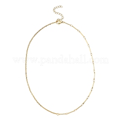 Brass Bar Link Chain & 304 Stainless Steel Cable Chain Necklaces for Women&nbsp;NJEW-JN05547-01