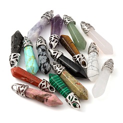 15Pcs 15 Style Natural & Synthetic Gemstone Pointed Pendants&nbsp;G-LS0001-75