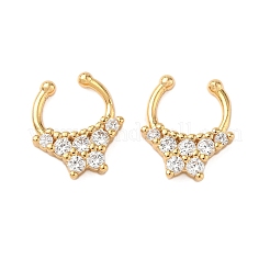 Brass Pave Clear Cubic Zirconia Circular/Horseshoe Barbell Nose Rings&nbsp;EJEW-D337-18B-G