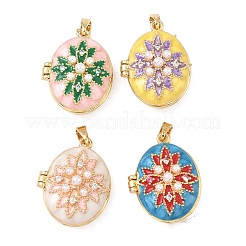 Brass Enamel Locket Pendants&nbsp;KK-F923-02A-G