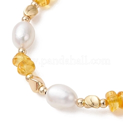 Natural Amber & Cultured Freshwater Pearl Beaded Bracelets for Women&nbsp;BJEW-JB13645