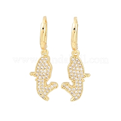 Nuggets Brass Micro Pave Clear Cubic Zirconia Leverback Earrings&nbsp;EJEW-H182-03G