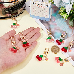 8Pcs 4 Colors Cherry Resin & Flower Alloy Enamel Pendant Decorations&nbsp;HJEW-DC00032