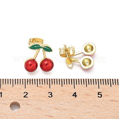 Brass Enamel Stud Earrings&nbsp;LS-EJEW-Q017-01A-G