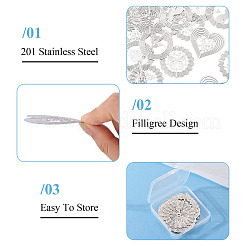 20Pcs 10 Styles 201 Stainless Steel Laser Cut Connector Charms&nbsp;STAS-TA0003-38