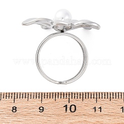Flower 304 Stainless Steel Cuff Rings&nbsp;RJEW-D306-21P