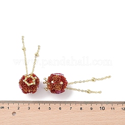 Handmade Flower Polymer Clay Rhinestone Tassel Dangle Beads&nbsp;CLAY-H003-02G-02