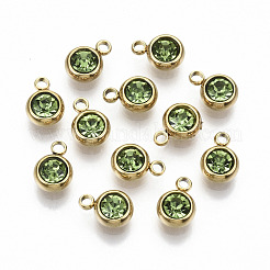 PVD Vacuum Plating 201 Stainless Steel Rhinestone Charms&nbsp;STAS-S068-08G