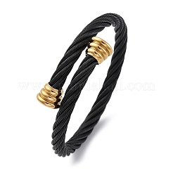 304 Stainless Steel Torque Bangles for Women&nbsp;BJEW-P310-24MC01