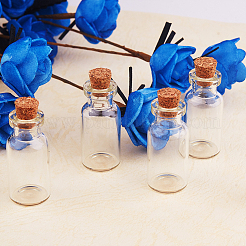 14 Pcs Size 35x16mm Mini Clear Glass Jars Bottles with Cork Stoppers and Eye Pins for Crafts&nbsp;AJEW-PH0004-02