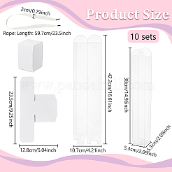5Pcs Clear Plastic Single Flower Packing Boxes with Paper Trays and Ribbon Handles&nbsp;CON-WH0107-69B