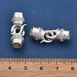 Brass Micro Pave Clear Cubic Zirconia Fold Over Clasps&nbsp;KK-B125-14S