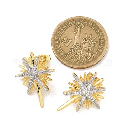 Brass Micro Pave Clear Cubic Zirconia Stud Earrings&nbsp;KK-B124-13PG