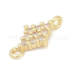 Brass Micro Pave Clear Cubic Zirconia Connector Charms&nbsp;LS-KK-Z094-08G-03