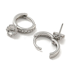 Brass Micro Pave Clear Cubic Zirconia Hoop Earring Findings&nbsp;KK-G490-12P