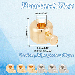 60Pcs 2 Colors Brass Crimp Beads&nbsp;KK-AR0003-88